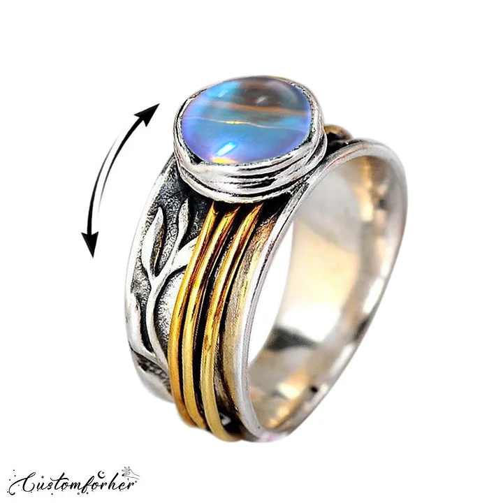 Aquamarine Sterling Silver Spinner Ring