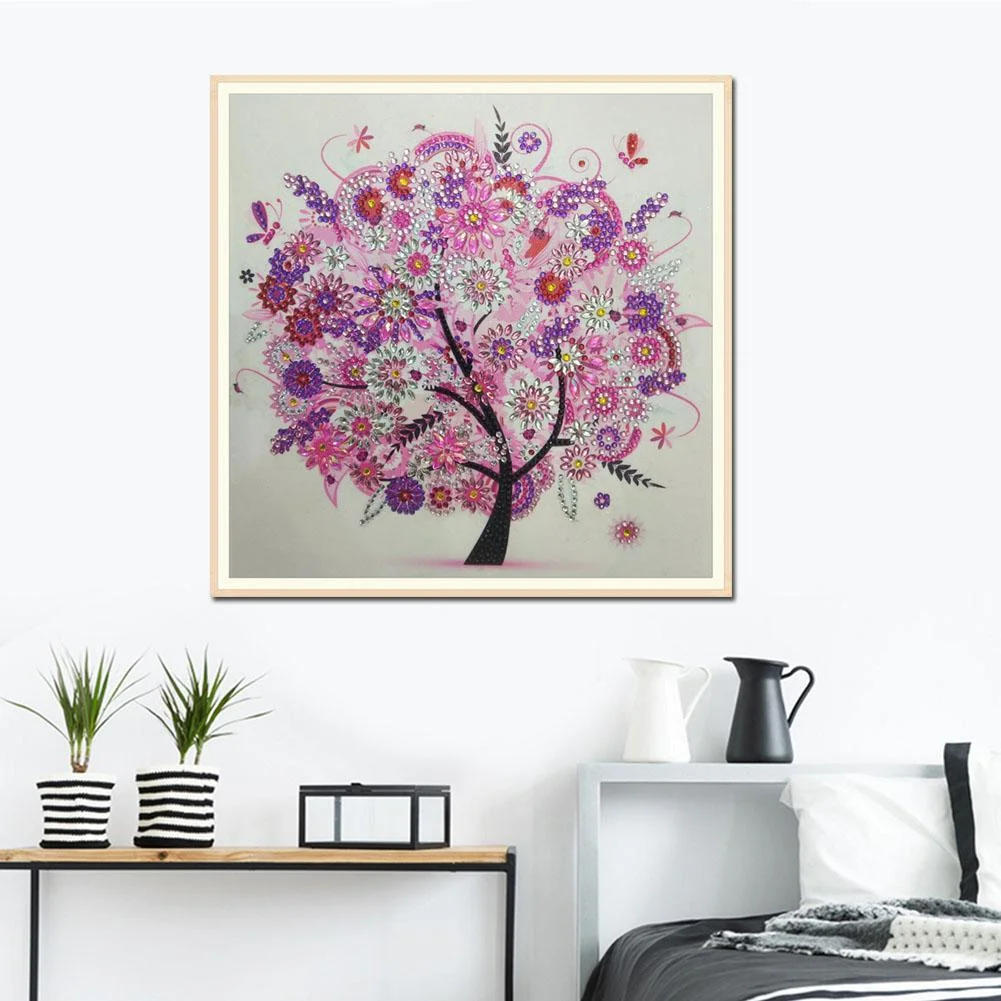 Diamond Painting - Special Shaped Drill - Pink Tree(30*30cm)