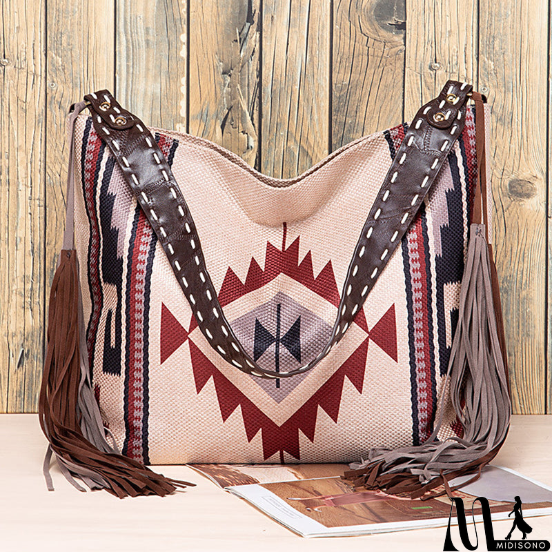 MidiSono - Casual College Color Block Tassel Bags