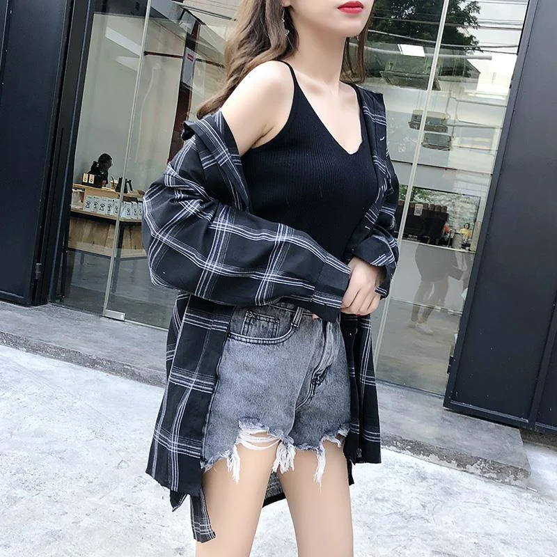 Blouse Women Shirts Long Sleeve Harajuku Clothes Plaid Plus Size Casual Loose Womens Tops and Blouses Ladies Korean Fashion Chic