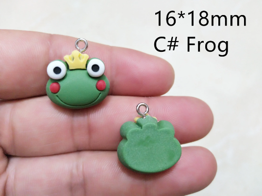 Bulk 10 30 Cartoon Frog Resin Charms,Animal Pet Charms Pendant Jewelry,Frog Shape Charm Diy Key chain Earring Bracelet Accessories