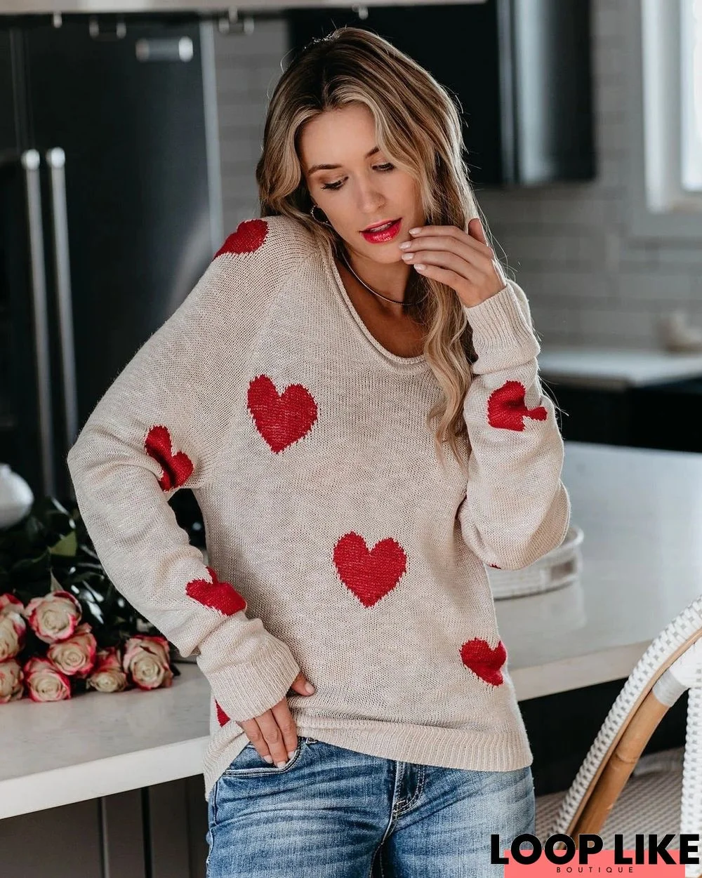 Commuter Ol Large Love V-Neck Sweater