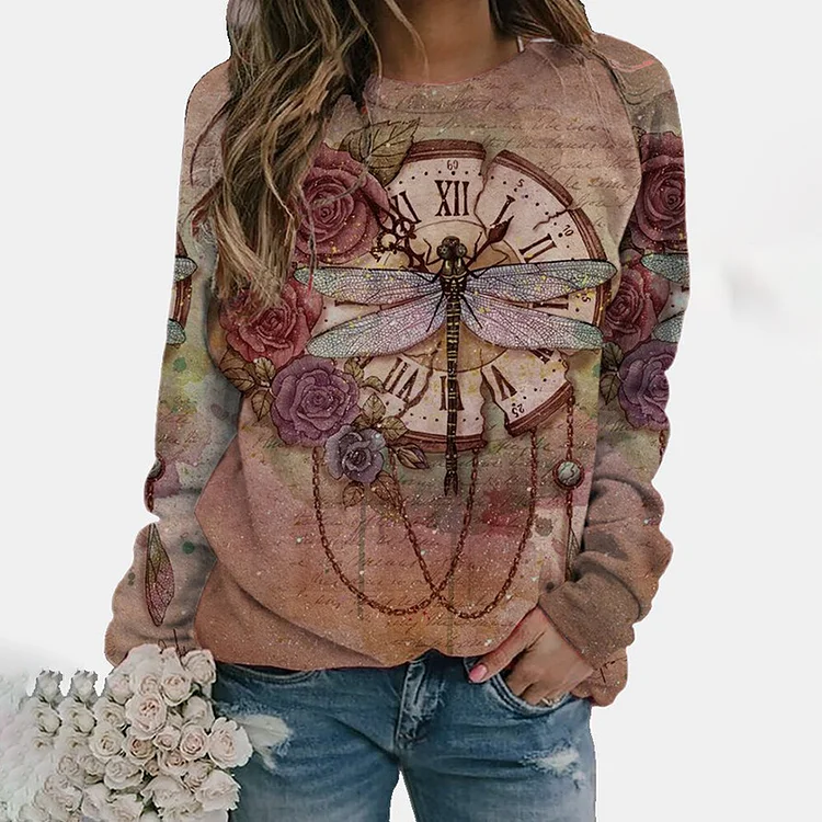 Vintage Floral Long Sleeve Sweatshirt
