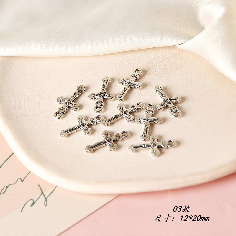 10 PCS/Package 8 * 20mm Alloy Cross Polished Pendant Jewelry Accessories