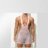 Men's Ice Silk Sexy Transparent Ultra-thin Breathable Bodysuit