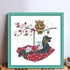 >SALE<Embroidery Eco-cotton Thread 14CT Printed Owl and Angel Dog Cross Stitch 40x42cm