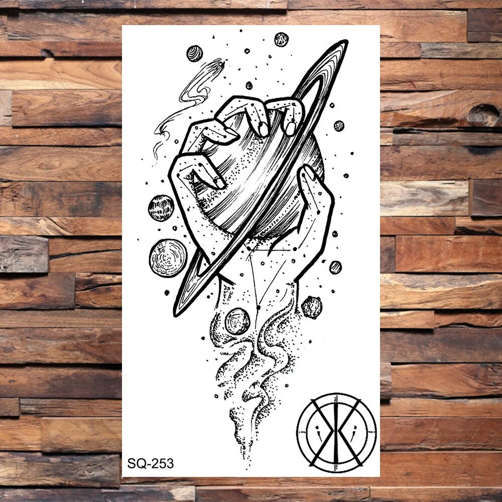 3D Moon Temporary Tattoos For Adults Mountain Sun Cluster Dream Catcher Tatoos Fake Pendant Tattoo Sticker Sexy Body Arm