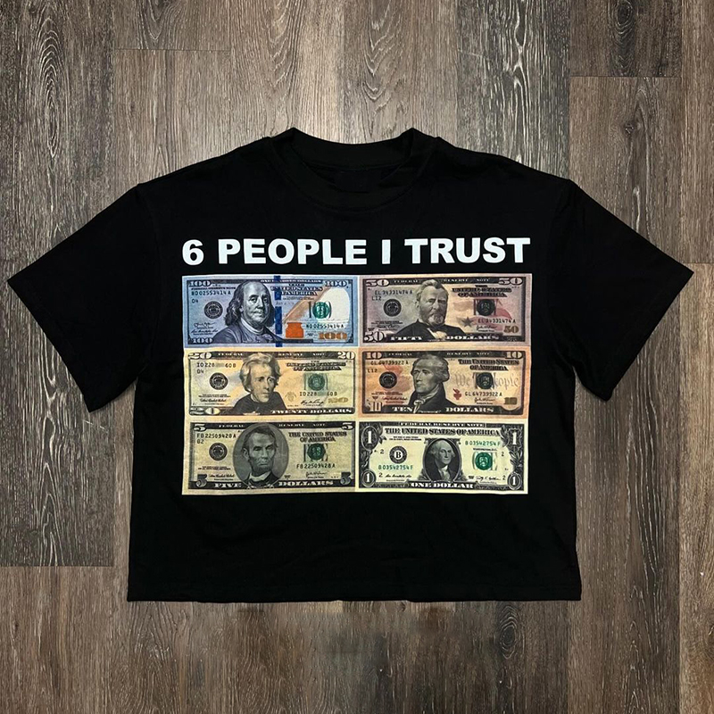 Vintage 6 People I Trust Graphic Print Cropped T-Shirts - SOPULA