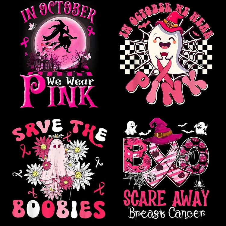 6pcs/set Ghost BOO Barbie Pink Washable Heat Transfer For T-Shirt Arts Craft Home Decors