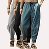 Gioiacombo&trade; Pantaloni da uomo larghi con coulisse in cotone e lino