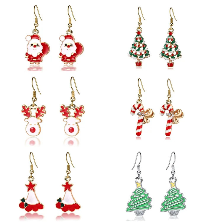 Tinyname® Set of 6 Christmas Creative Earrings