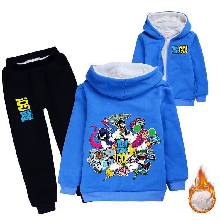 Mayoulove Teen Titans Go Print Girls Boys Fleece Lined Cotton Hoodie Sweatpants-Mayoulove