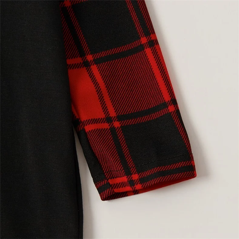 Christmas Hat Letter Plaid Print Parent-child Pajamas Set (with Pet Dog Clothes)