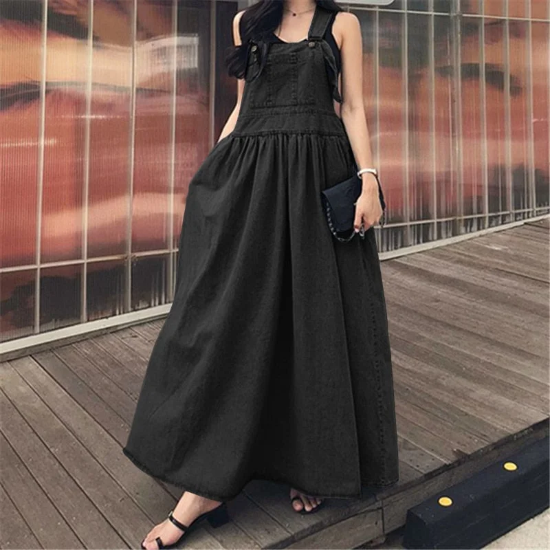 Elegant Demin Dress Sexy Bohemian Sundress Summer Holiday Dress 2022 Vintage Solid Maxi Long Dress Feminnas