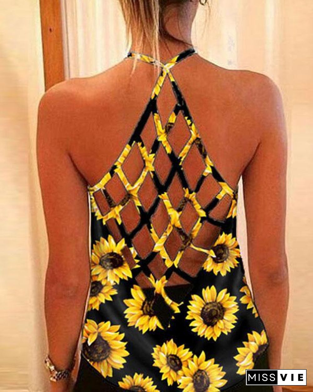 Women Sunflower Sexy Tanks