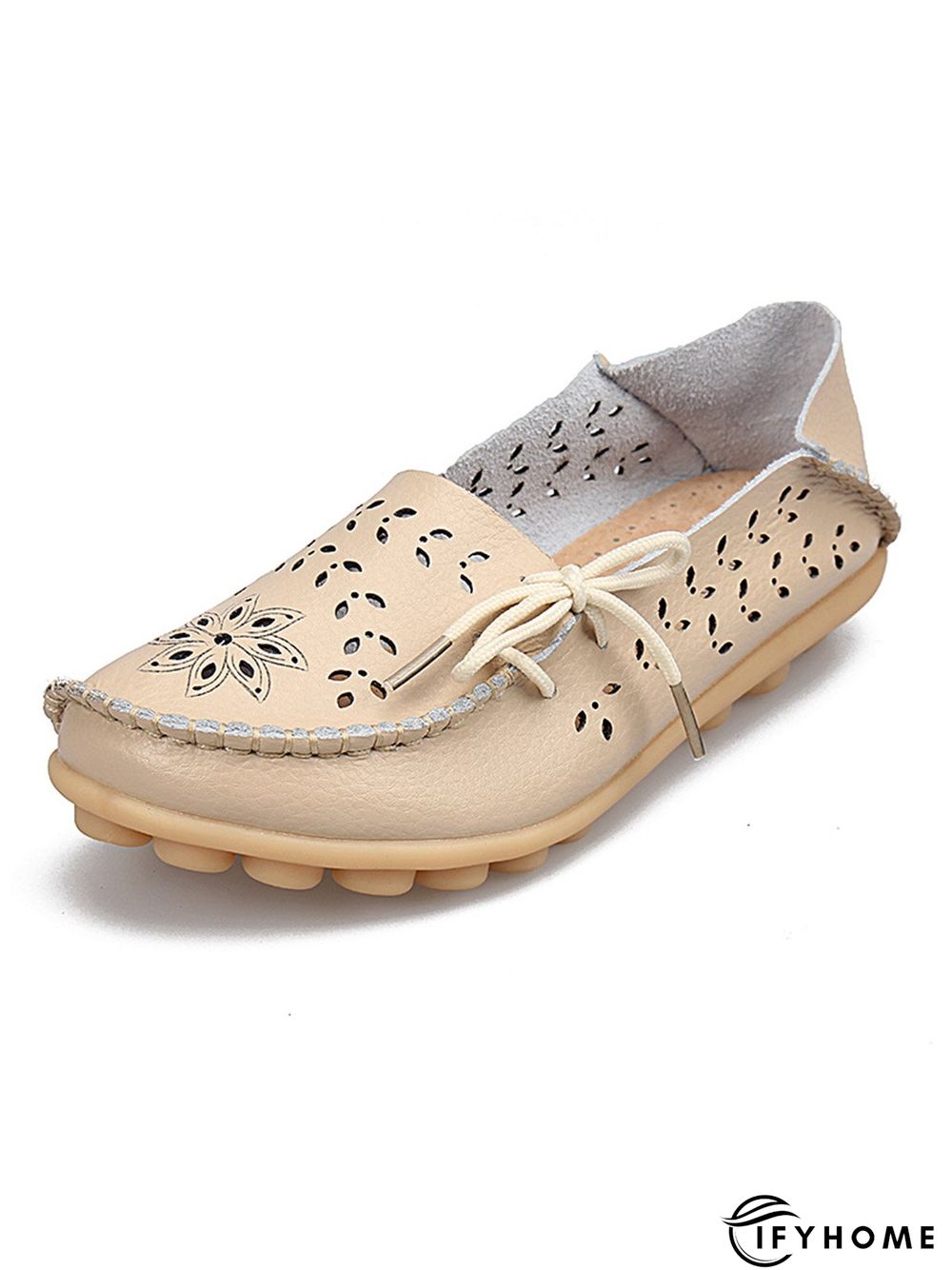 Cowhide Hollow Lace-up Portable Shoes | IFYHOME