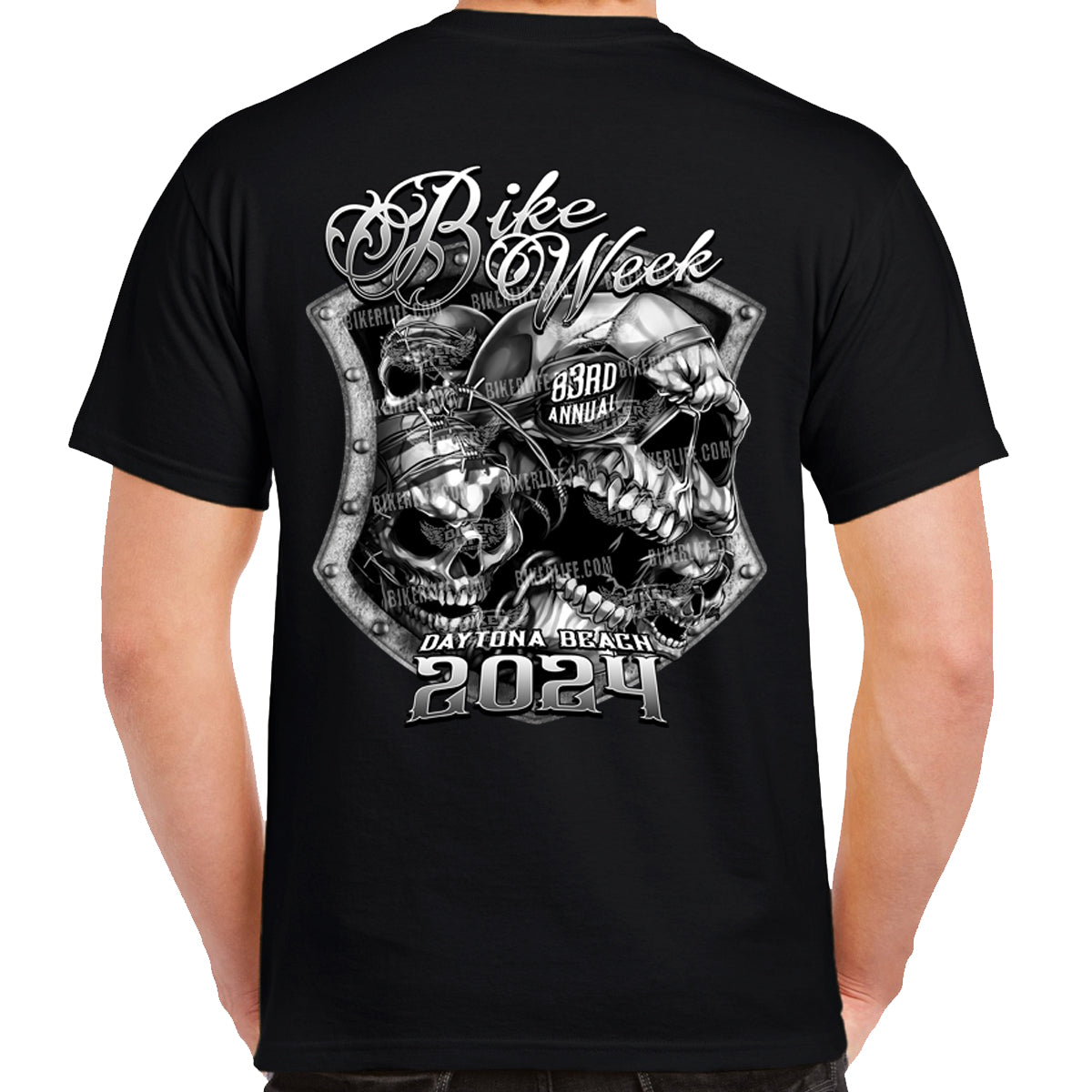 2024 Bike Week Daytona Beach Medieval Skull Shield TShirt