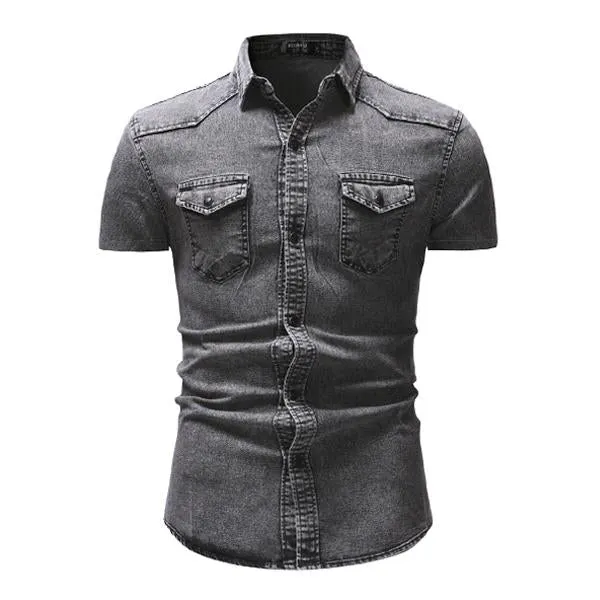 ヴィンテージマン Men's Vintage Denim Short Sleeve Shirt 47012502X