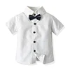 Kids Boys Short Sleeve Bowtie Shirts Gentleman Set 2 Pcs
