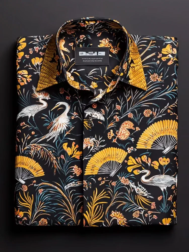 Men's Luxury Satin Long Sleeve Button Down Shirt