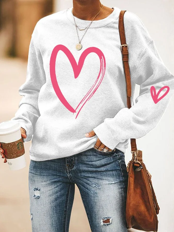 Women's Valentine's Day Love Heart Casual Sweatshirt