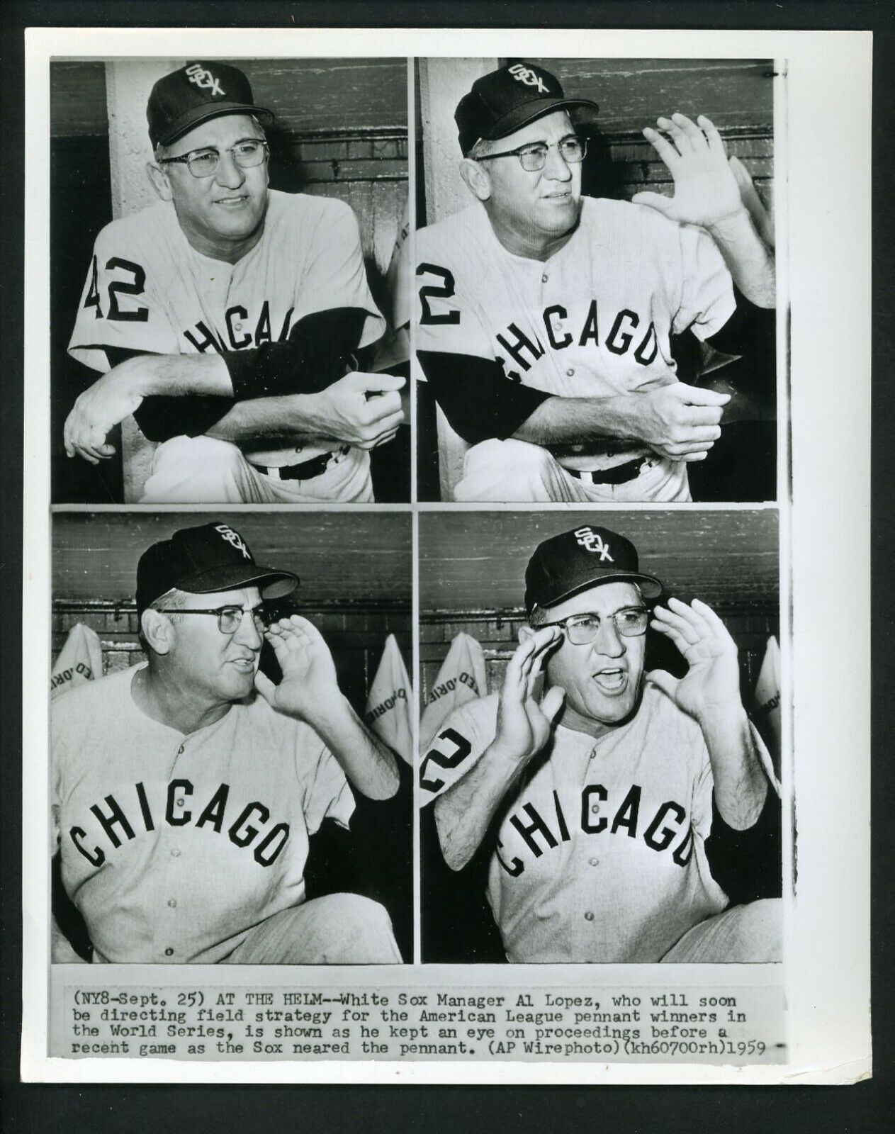 Al Lopez to Manage Chicago White Sox in 1959 World Series Press Photo Poster painting