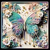 Framed Diamond Painting - Special Shaped - Butterfly Flower (25x25cm)