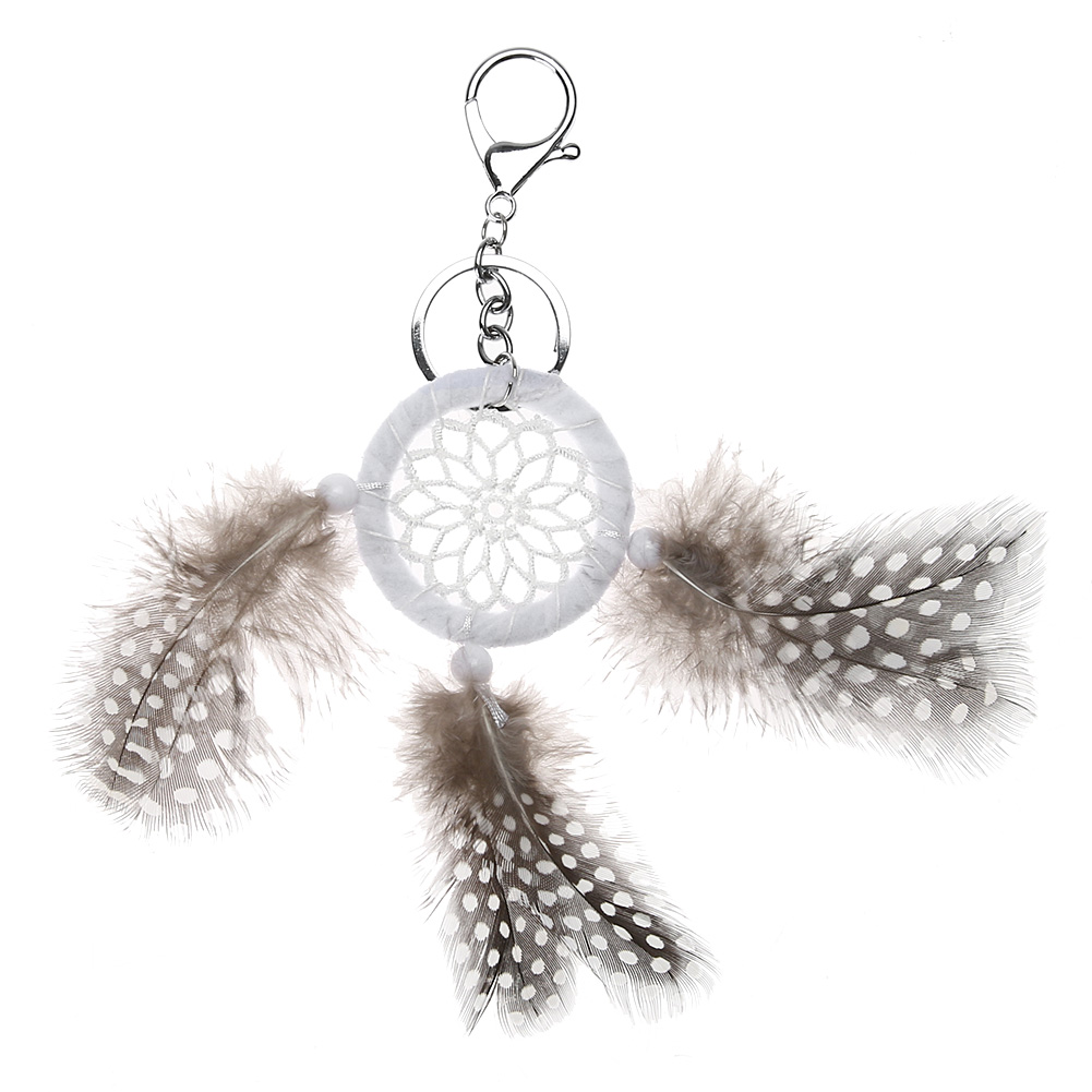 

Retro Fashion Creative Mini Natural Feather Dream Catcher Keychain（White）, White, 501 Original