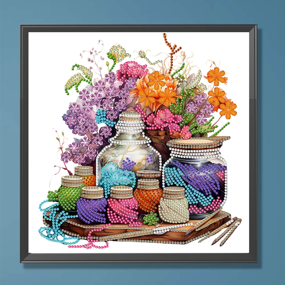 Diamond Painting - Partial Special Shaped Drill - Flower Sewing Machine(Canvas|30*30cm)