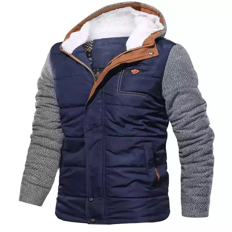 Men's Winter Thicken Fleece Lining Windproof  Hooded Parkas Puffer Jacket Coat