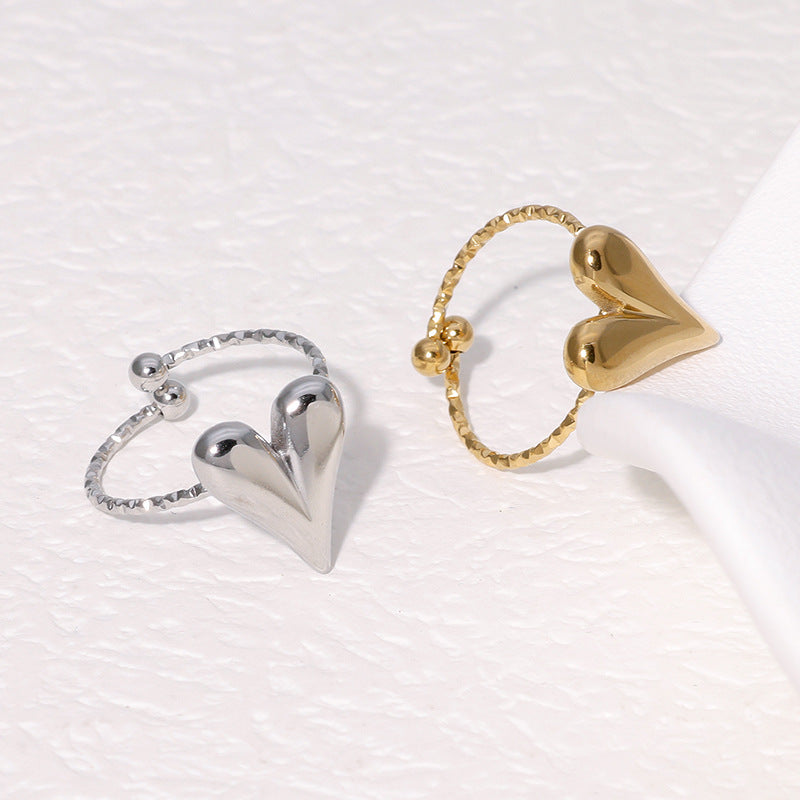 Minimalist Heart Heart Stainless Steel Electroplating Rings