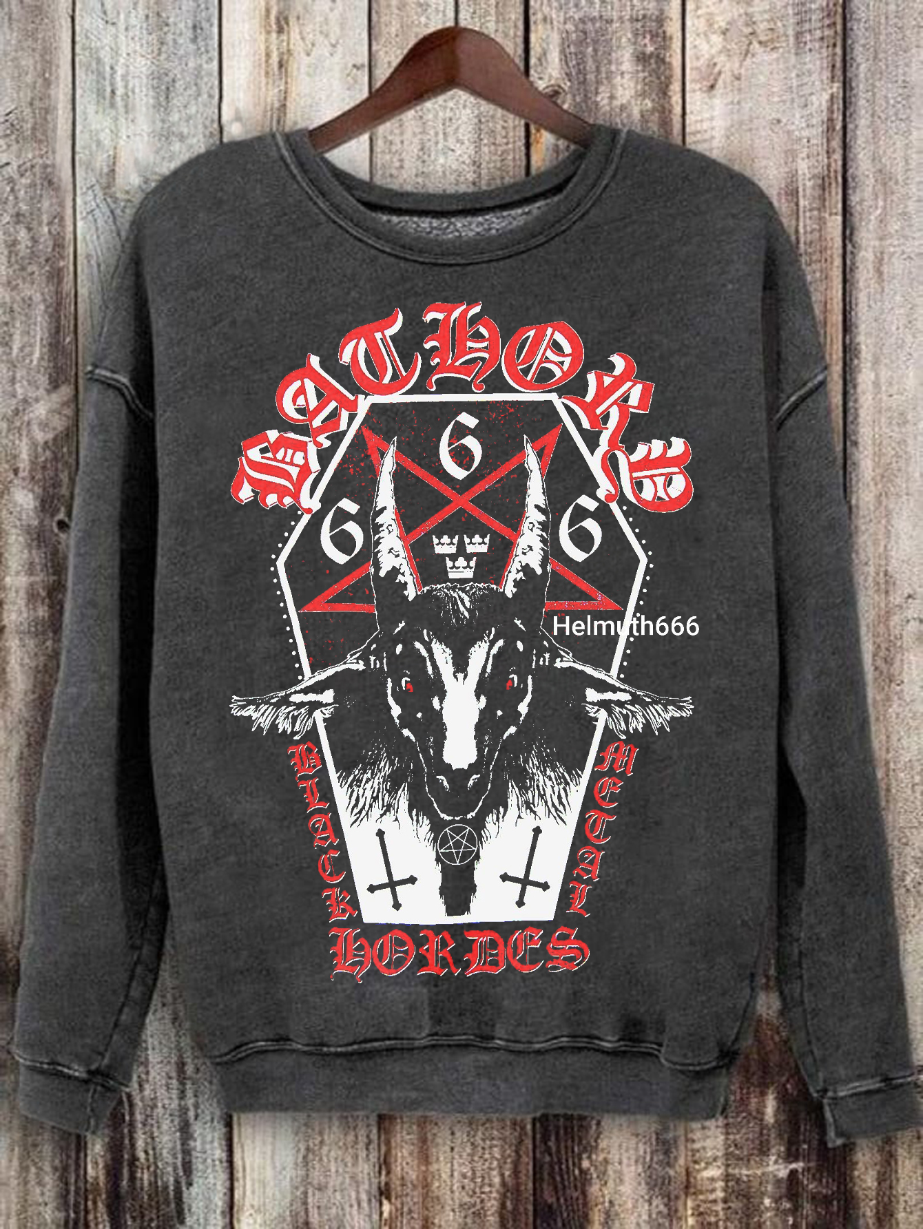 Unisex Satan Devil Print Casual Crew Neck Sweatshirt / TECHWEAR CLUB / Techwear