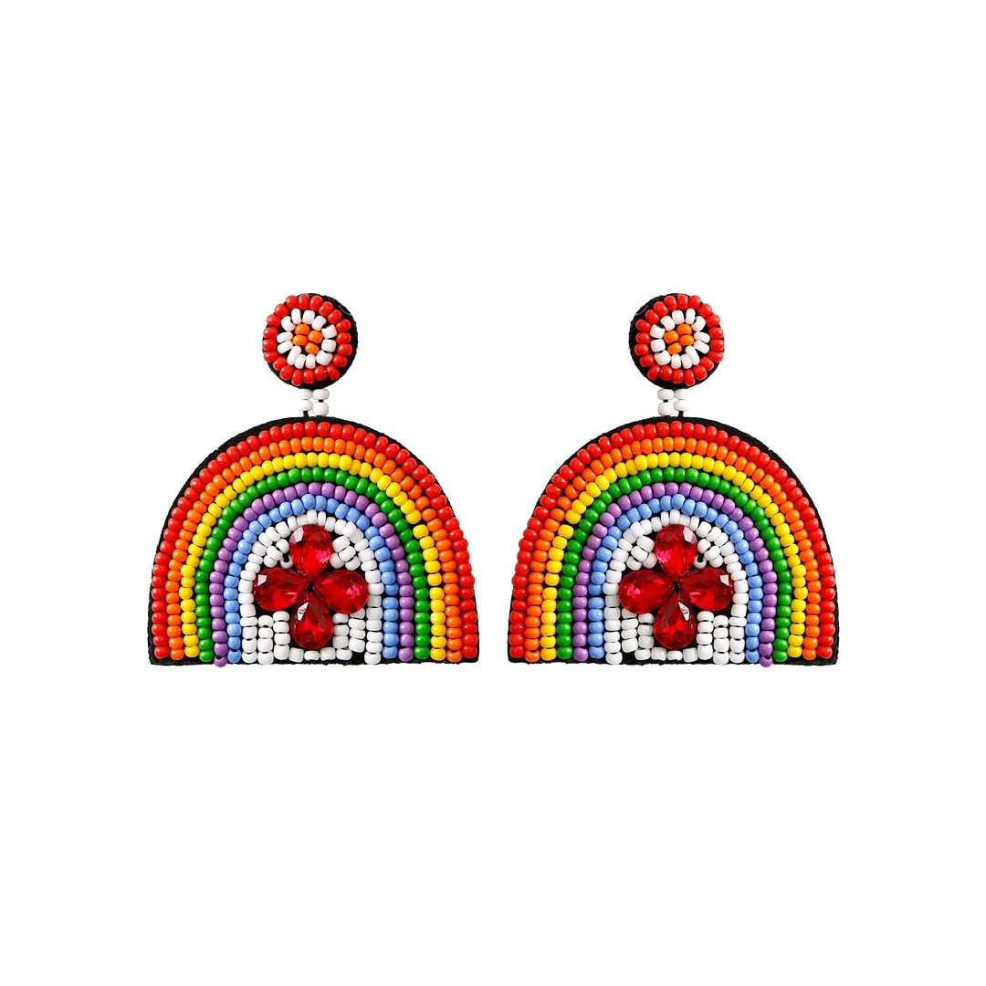 Dvacaman Boho Handmade Beaded Leaf Parrot Pendant Earrings for Women 2022 New Design Wedding Jewelry Korean Drop Dangle Earrings