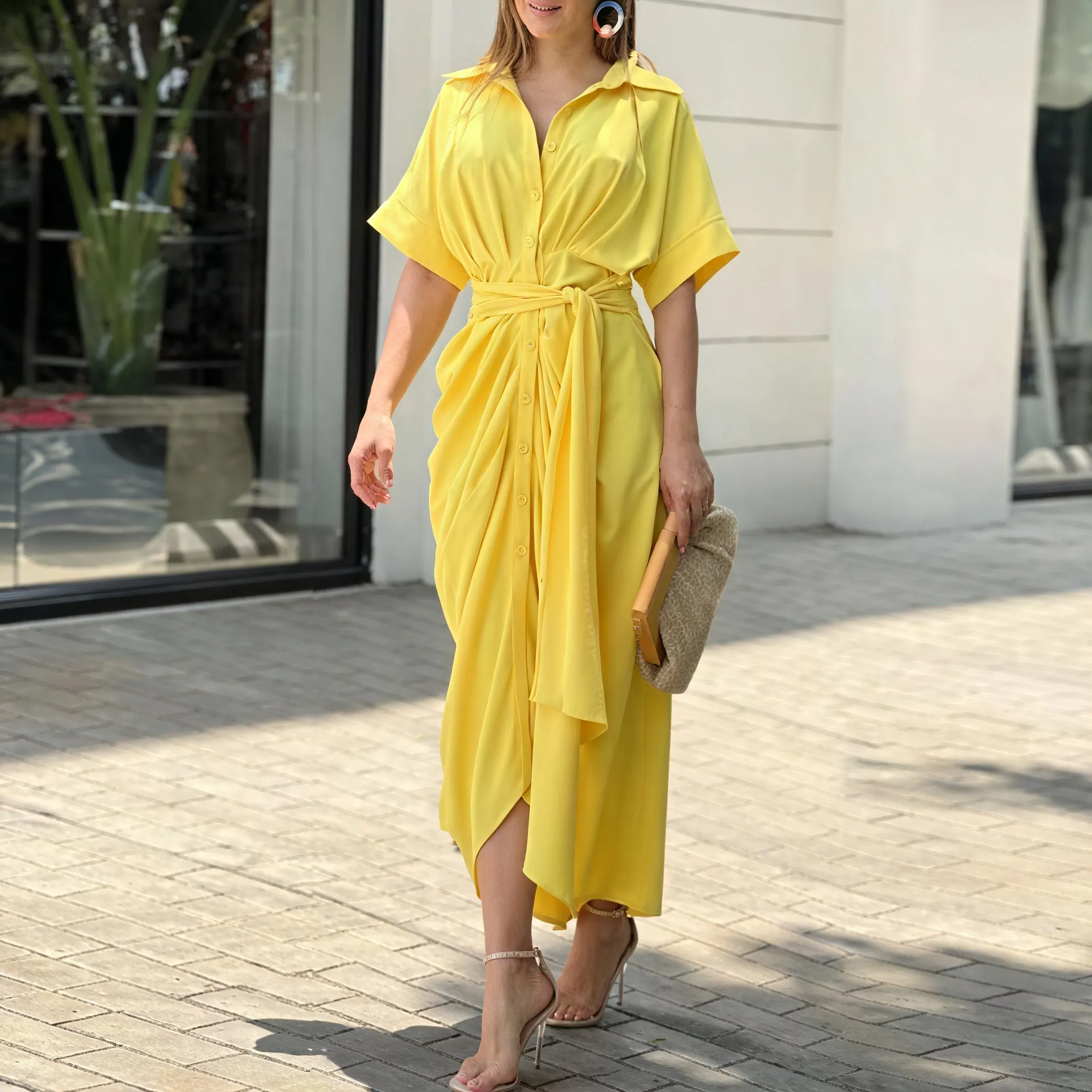 Lucille | Elegant High-Waist Flounce Collar Dress for Everyday Style - Image 4