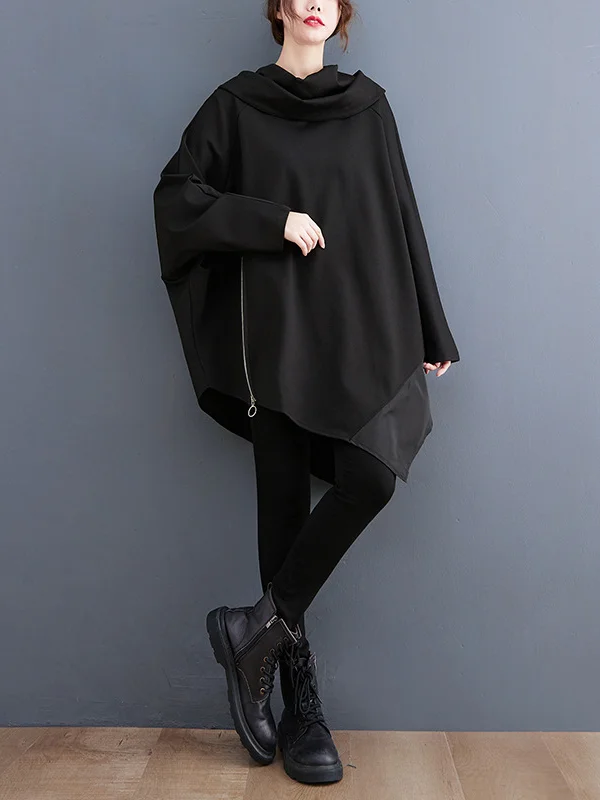 Original Loose Irregular Zipper Long Sleeves Sweatshirt