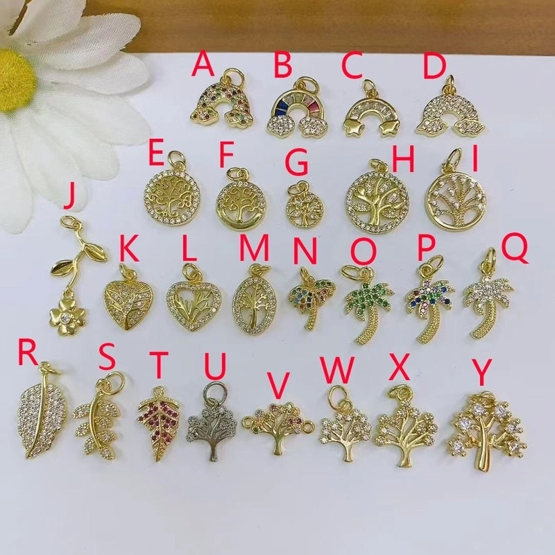 1 Pc/Package Copper Zircon 18K Gold Plated Rainbow Heart Shape Life Tree Polished Pendant Jewelry Accessories