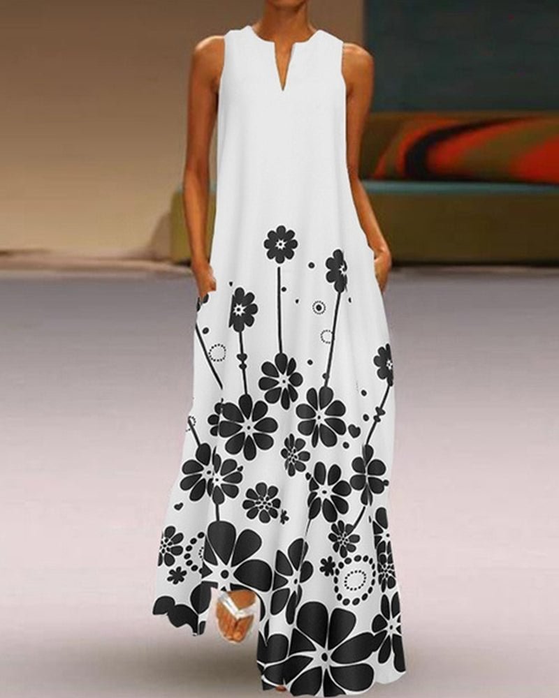 Solid Print Vest Pocket Dress