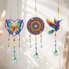 3PCS-6 5D DIY Diamond Painting Wind Chimes Suncatcher Kit Double Sided Diamond Art Kits Suncatcher with Crystal Pendant for Home Wall Window Decor Adults DIY Art Craft