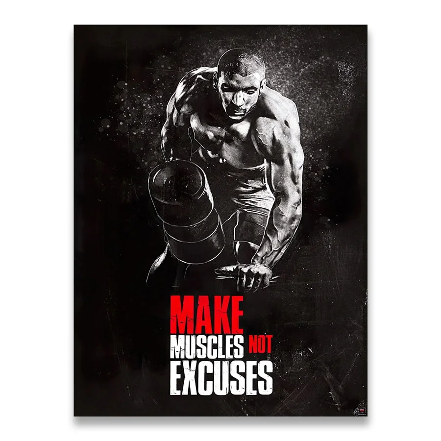Muscle Bodybuilding Fitness Motivational Quotes Art Canvas Painting Poster Wall Picture Print for Home Gym Office Decor