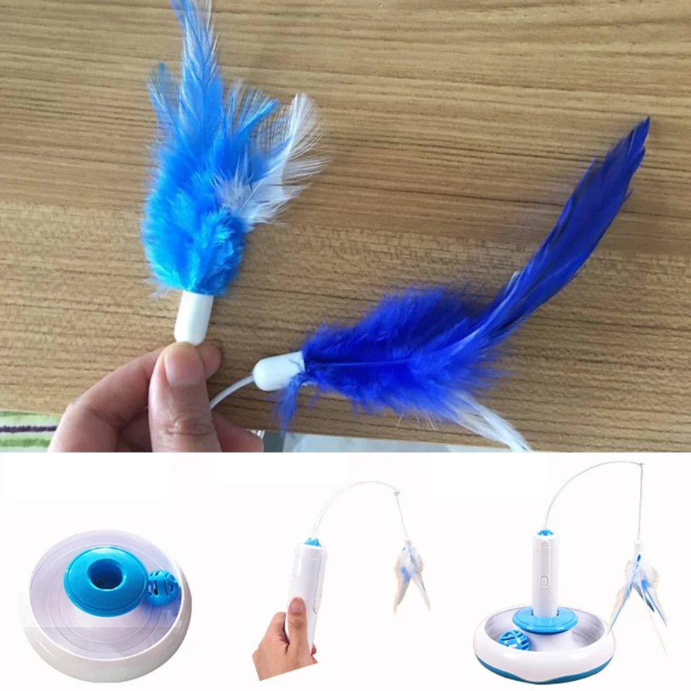 Nice Quality Pet Cat Electric Toy Automatic Interactive Funny Game Stick Feather Tumbler Toys 360 Degree Rotation Cat Supplies