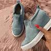 Women Faux Suede Wedge heel Sneakers Slip on Breathable Shoes