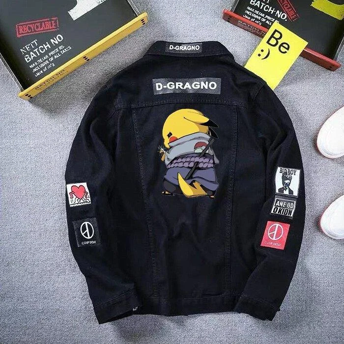 Pokemon Pikachu Cosplay Naruto Denim Jacket weebmemes