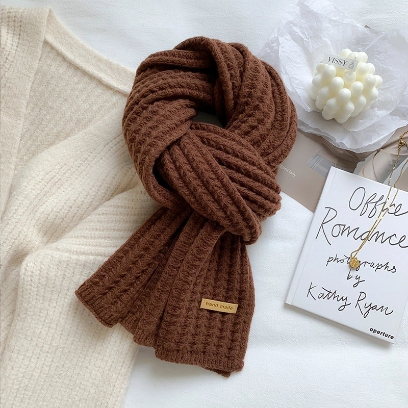 Women’s Minimalist Solid Color Knit Winter Scarves