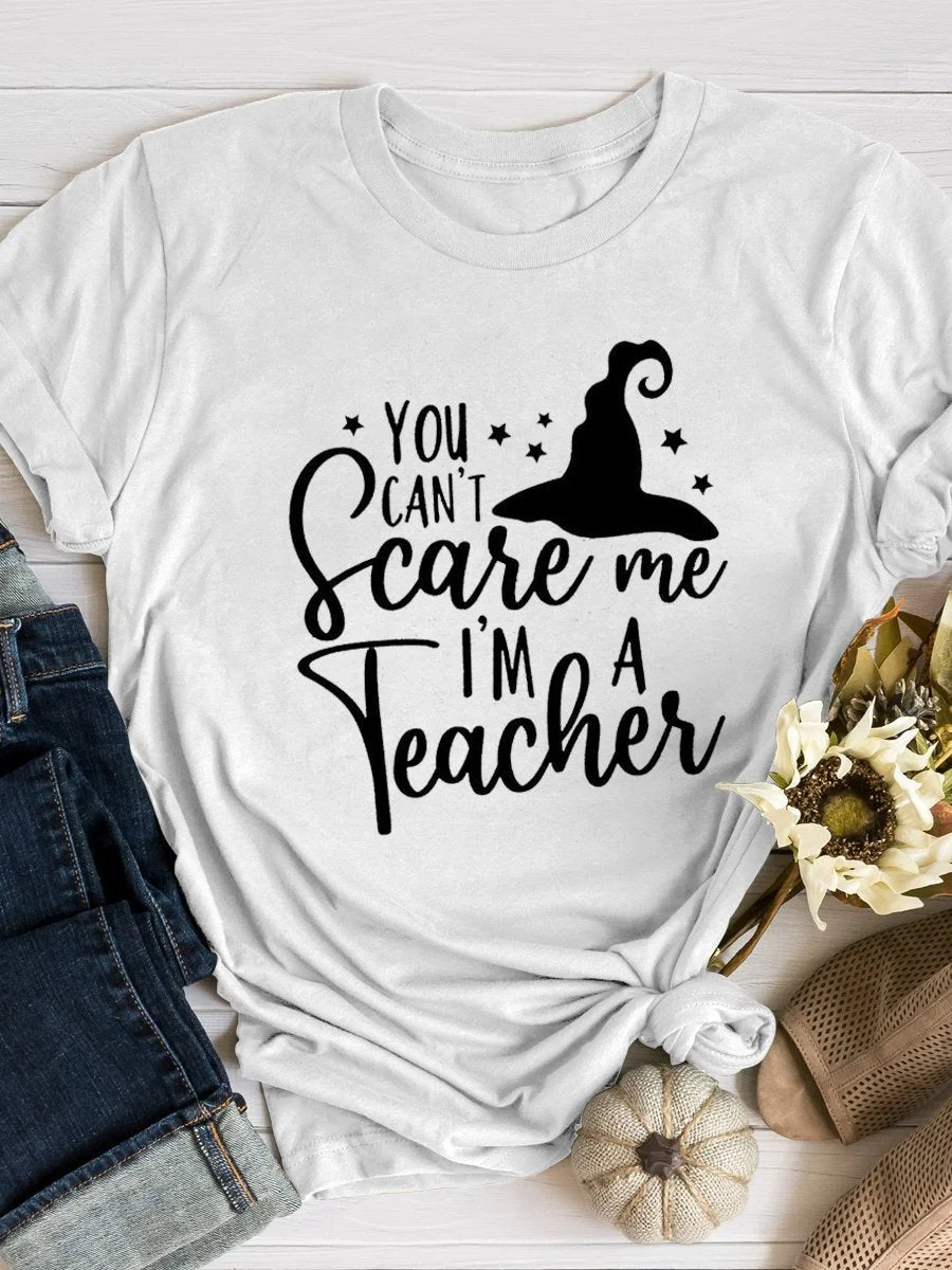 Halloween Teacher Print Short Sleeve T-shirt