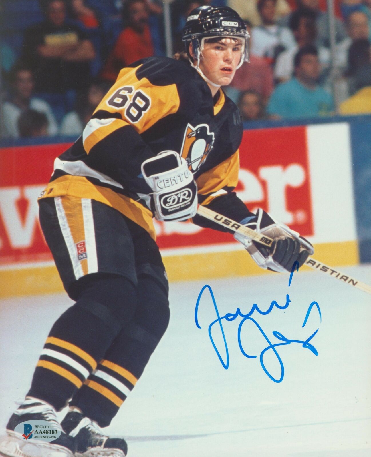 Penguins Jaromir Jagr Vintage Signed 8x10 Photo Poster painting Autographed BAS #AA48183