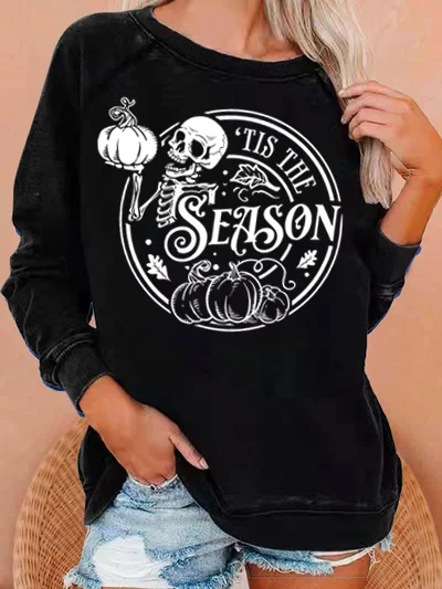 Skull Pumpkin It's The Season It's Halloween Sweatshirt