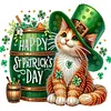 St. Patrick's Day Katze speziell geformte 5D DIY Teilbohrer Diamanten Punkte, Edelsteinkunst-Kits f&uuml;r Erwachsene, Anf&auml;nger, Wohndekoration, Diamanten,