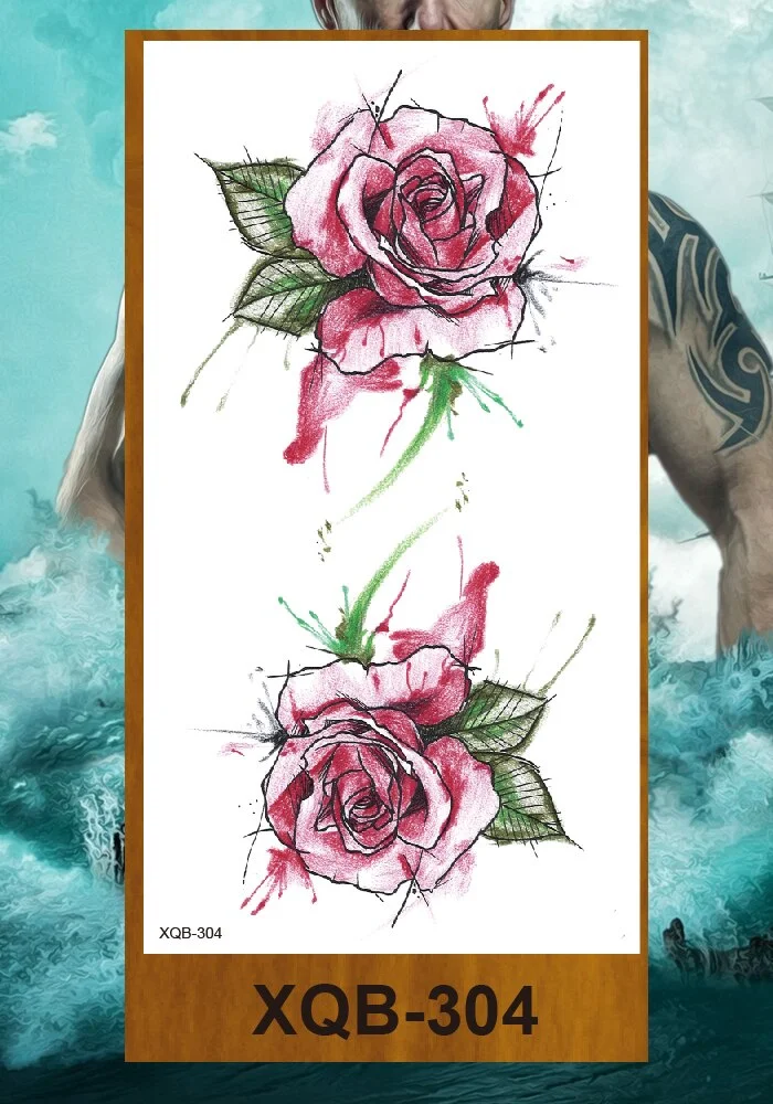 Temporary Tattoo Sticker Women Girl Arm Buttocks Chest Fake Tatoo Flowers Chain Body Makeup Waterproof Lily Butterfly Tattos