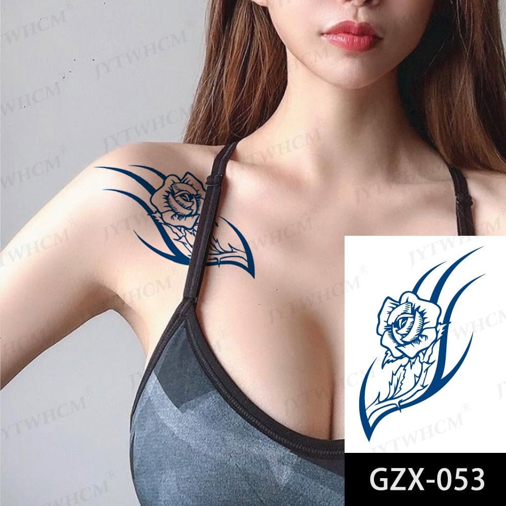 Juice Lasting Waterproof Tattoo Butterfly Moon Tassel Temporary Tattoo Stickers Female Girl Body Art Hand Flower Fake Tattoo Men
