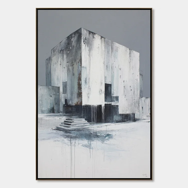 MONOLITHIC ECHO: Minimalist Abstract Architectural Painting（Canvas painting）